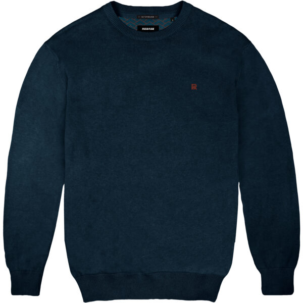 3XL-6XL ΑΝΔΡΙΚΗ ΜΠΛΟΥΖΑ ΠΛΕΚΤΗ BASIC ROUND-NECK DOUBLE RKNIT-70A NAVY