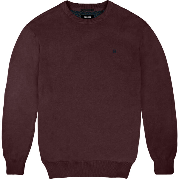 3XL-6XL ΑΝΔΡΙΚΗ ΜΠΛΟΥΖΑ ΠΛΕΚΤΗ BASIC ROUND-NECK DOUBLE RKNIT-70A BORDEAUX