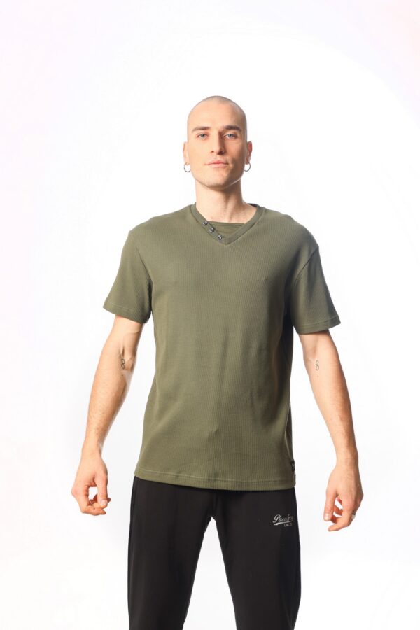 ΑΝΔΡΙΚΟ T-SHIRT MONOPLAKO V NECK PACO 2331046 KHAKI