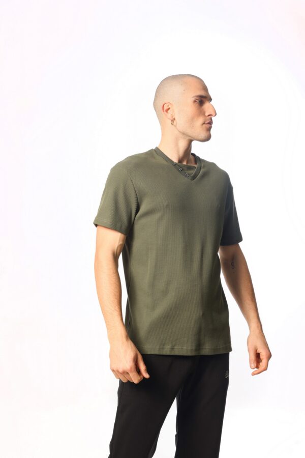 ΑΝΔΡΙΚΟ T-SHIRT MONOPLAKO V NECK PACO 2331046 KHAKI