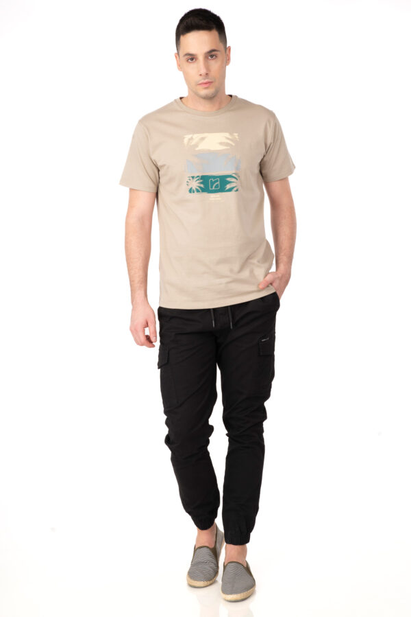 REBASE ΑΝΔΡΙΚΟ T-SHIRT PRINT RTS-269 BEIGE