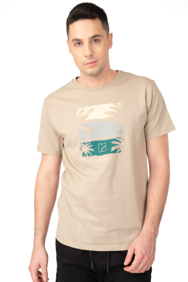 REBASE ΑΝΔΡΙΚΟ T-SHIRT PRINT RTS-269 BEIGE