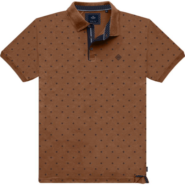 DOUBLE PLUS SIZE ΑΝΔΡΙΚΗ ΜΠΛΟΥΖΑ POLO ALL OVER PS-315SA CAMEL