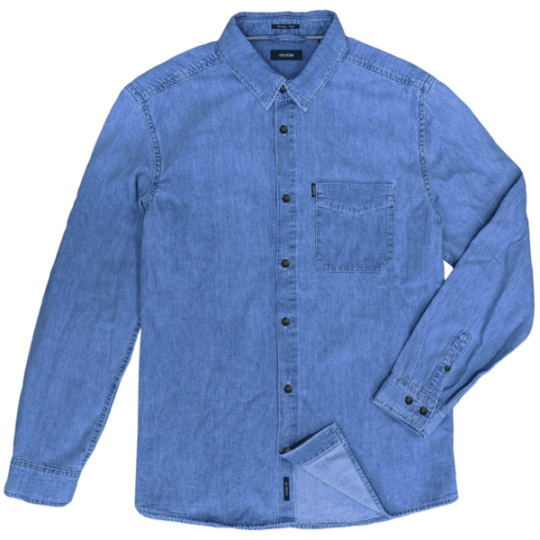 DOUBLE 3XL-6XL ΑΝΔΡΙΚΟ DENIM ΠΟΥΚΑΜΙΣΟ ΜΑΚΡΥΜΑΝΙΚΟ DS-598A BLUE